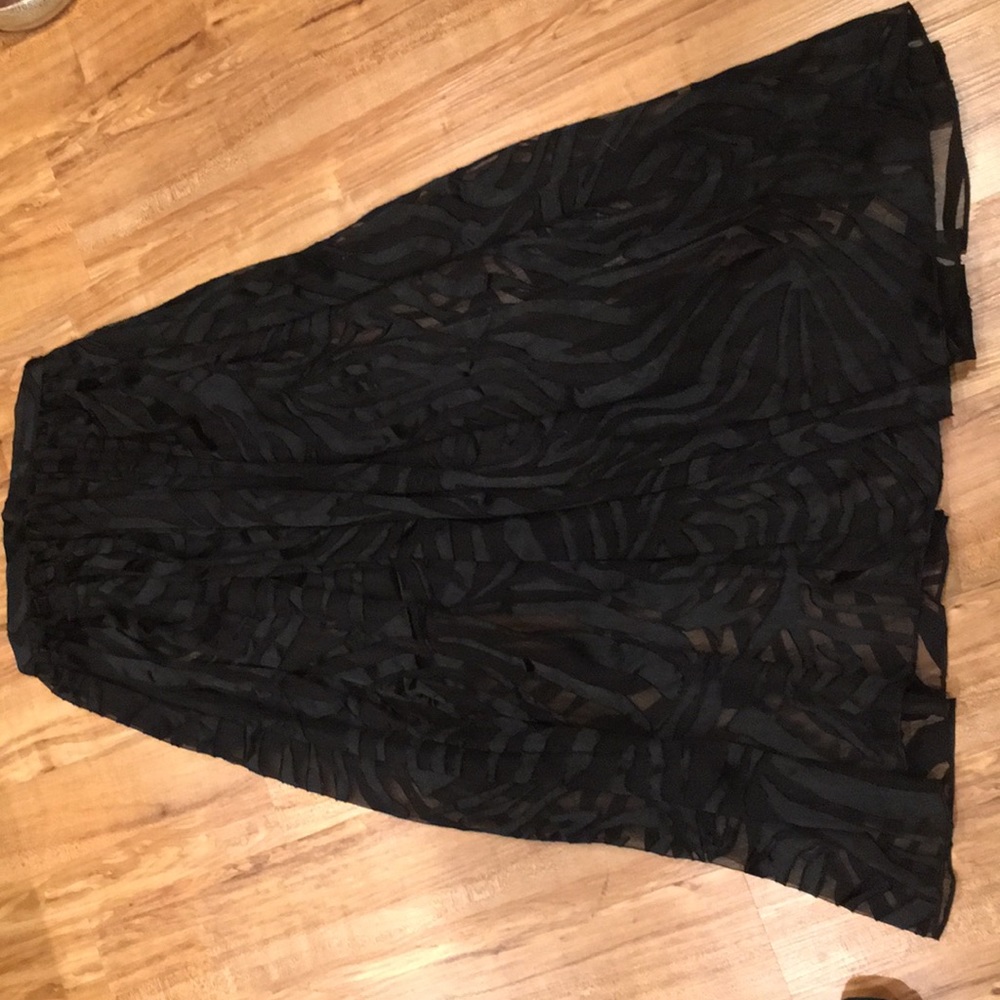 Black maxi sheer with black silk appliqué skirt